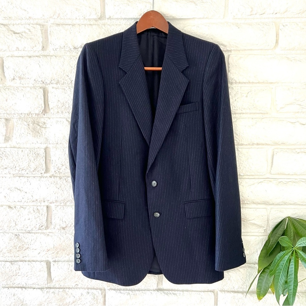 Yves Saint Laurent Navy Wool Pinstripe Blazer Men's 38 Long